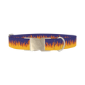Flame Pattern Dog Collar - metal silver