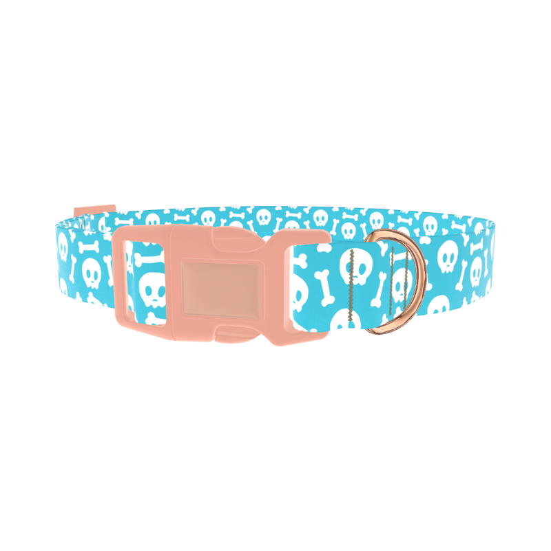 Skull and Bone Dog Collar - plastic rose gold