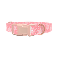 Pink Snowflake Pattern Dog Collar - plastic silver