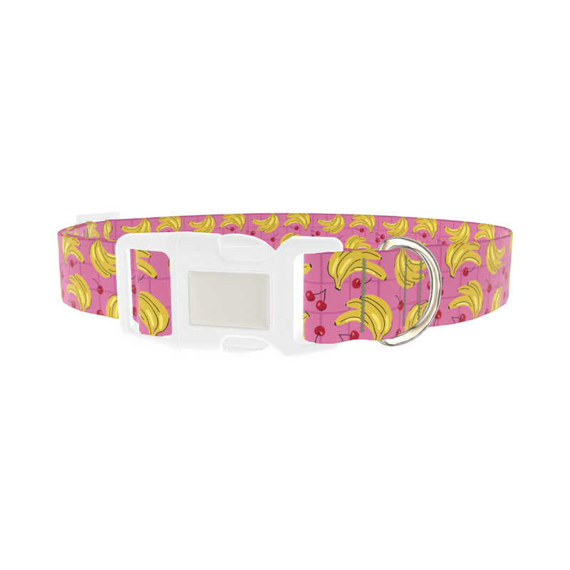 Banana Cherry Dog Collar - plastic silver