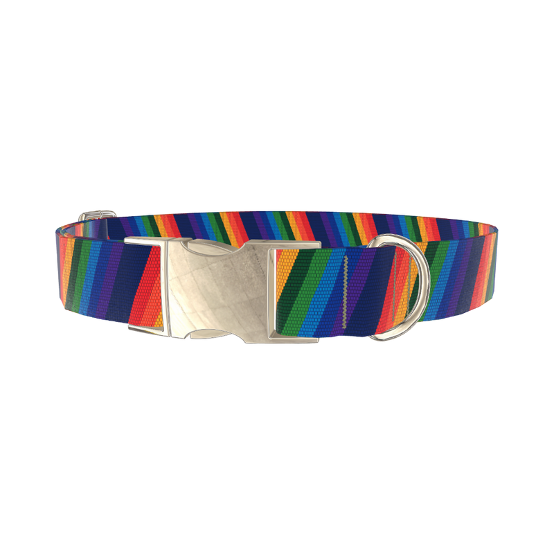 Geometric Rainbow Dog Collar - metal gold