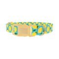 Blue Lemon Pattern Dog Collar - plastic gold