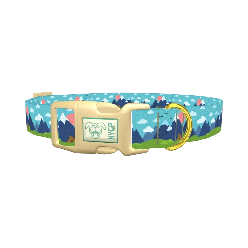 Mountain Landscape Dog Collar - plastic gold