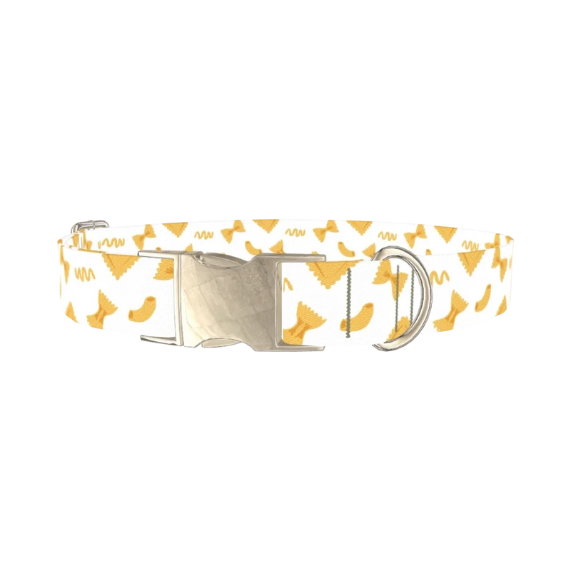 Pasta Pattern Dog Collar - metal silver