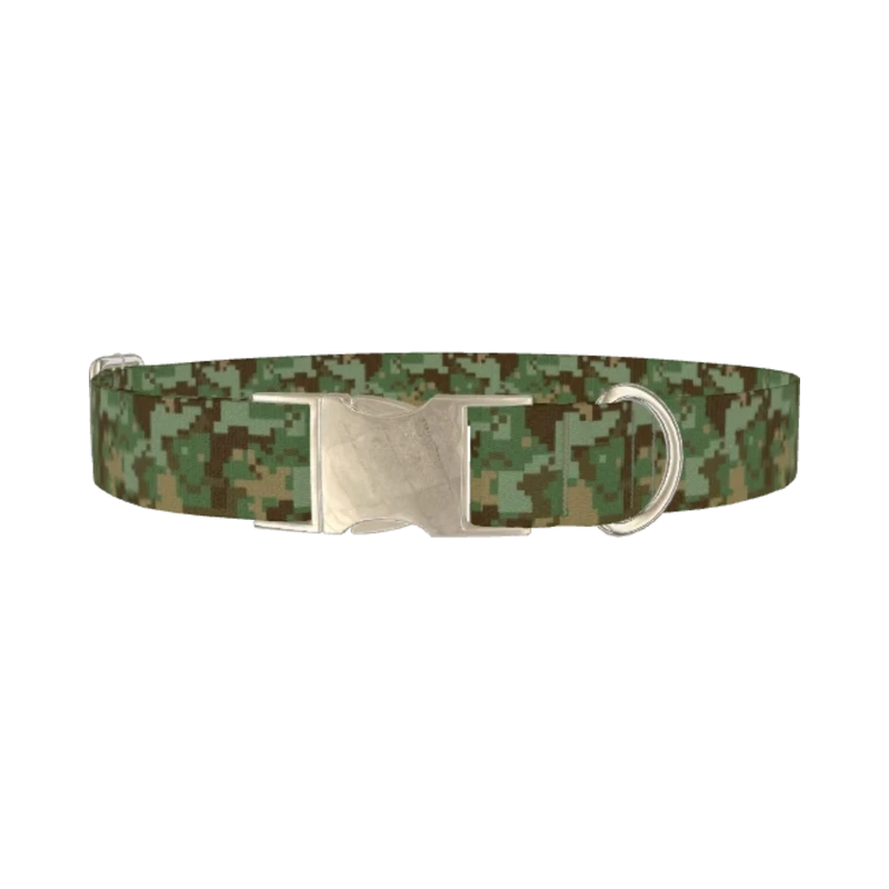 Pixel Camo Dog Collar - metal silver