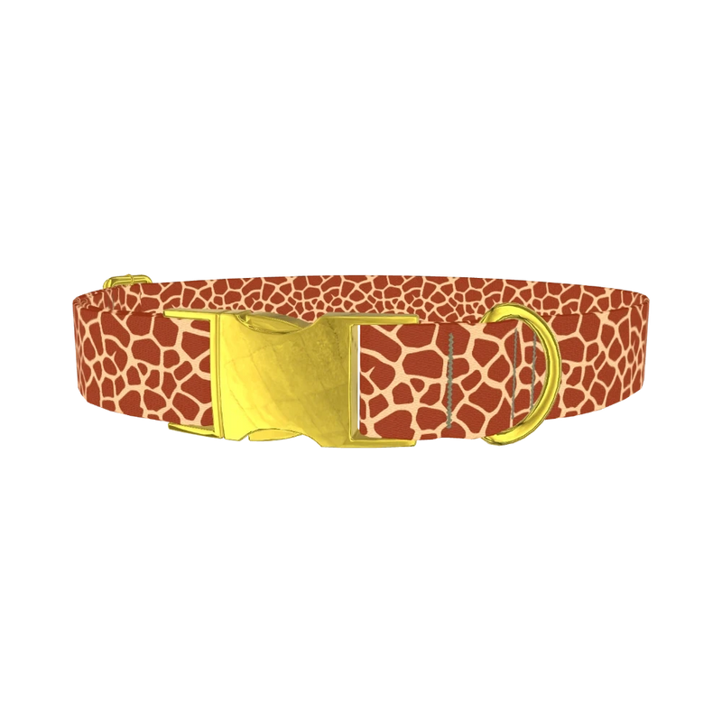 Giraffe Print Dog Collar - metal gold