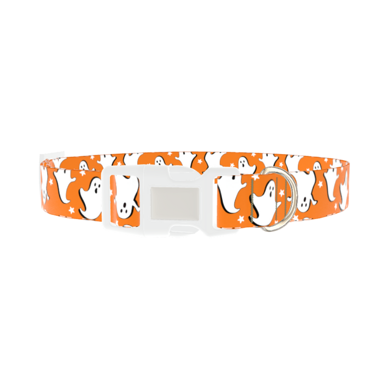 Halloween Ghost Stars Dog Collar - plastic silver