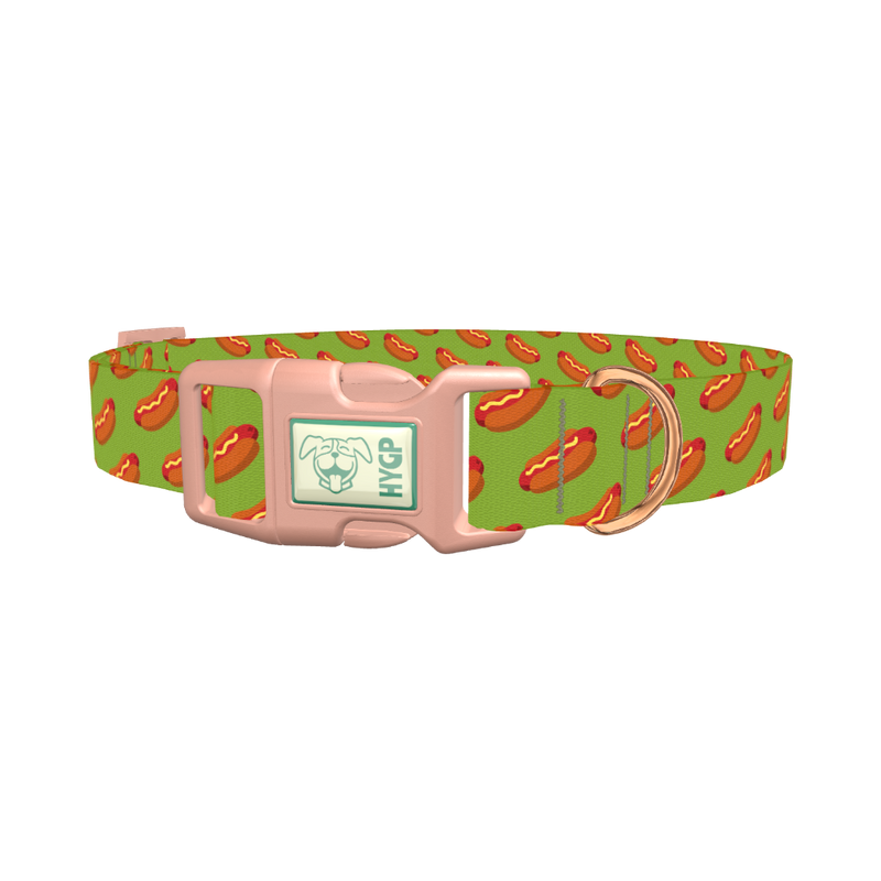 Hot Dog Pattern Dog Collar - plastic rose gold