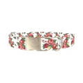 Pink Rose Garden Dog Collar - metal silver
