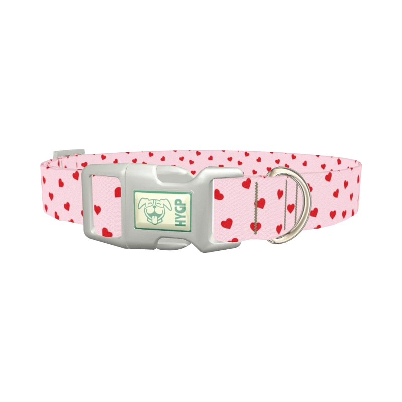Red Heart Dog Collar - plastic silver