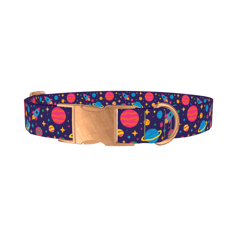 Cosmic Space Dog Collar - metal rose gold