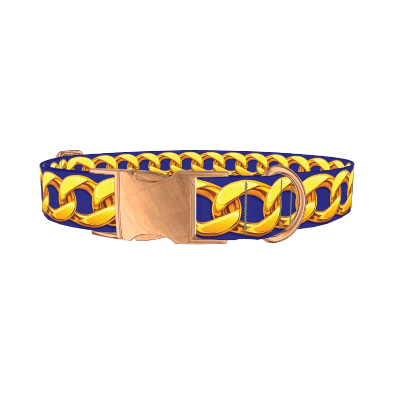 Gold Chain Link Dog Collar - metal rose gold