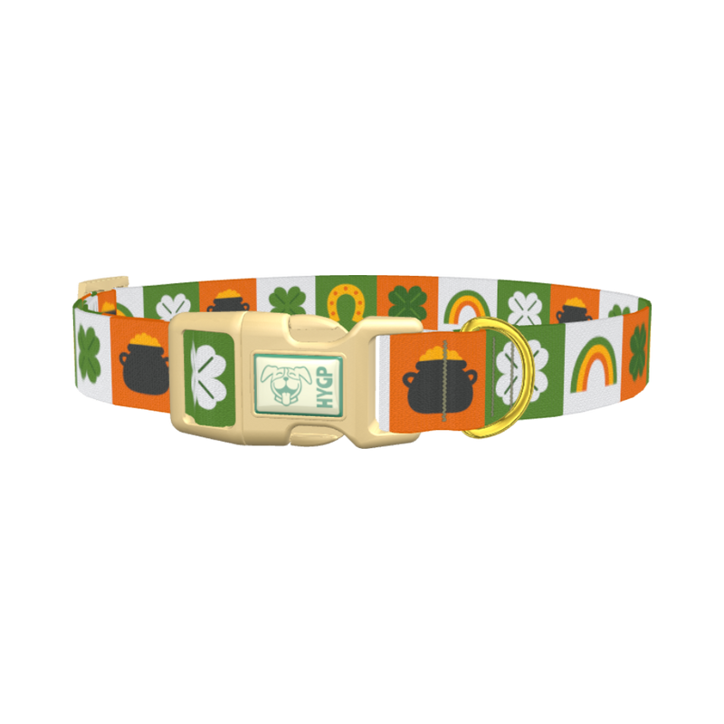 Rainbow Luck Dog Collar - plastic gold