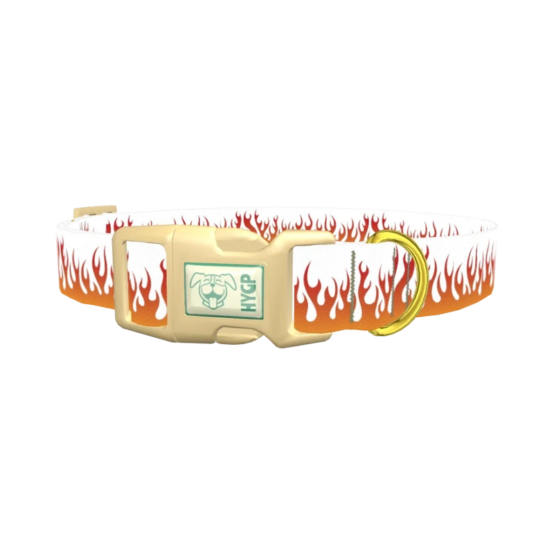 Red Flame Dog Collar - plastic gold