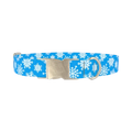 Blue Festive Snowflake Dog Collar - metal silver