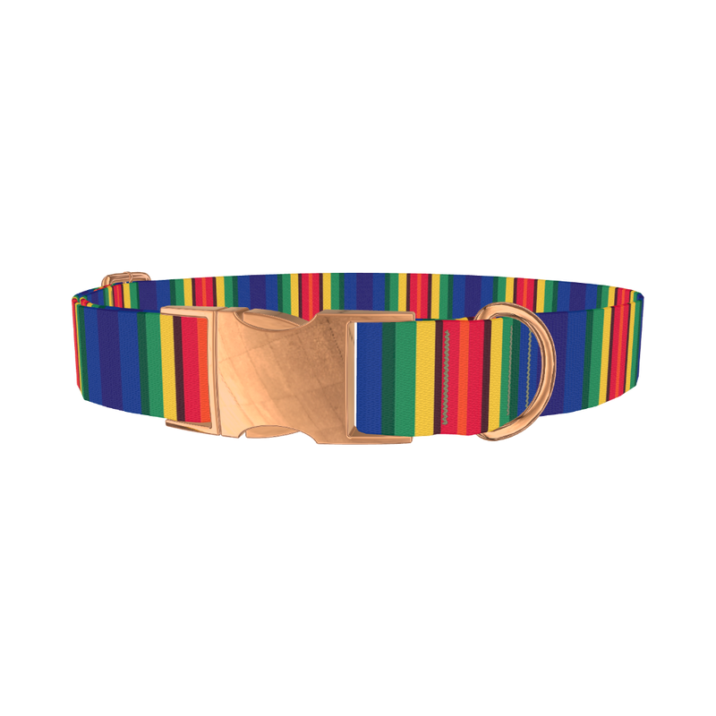 Bright Striped Dog Collar - metal rose gold