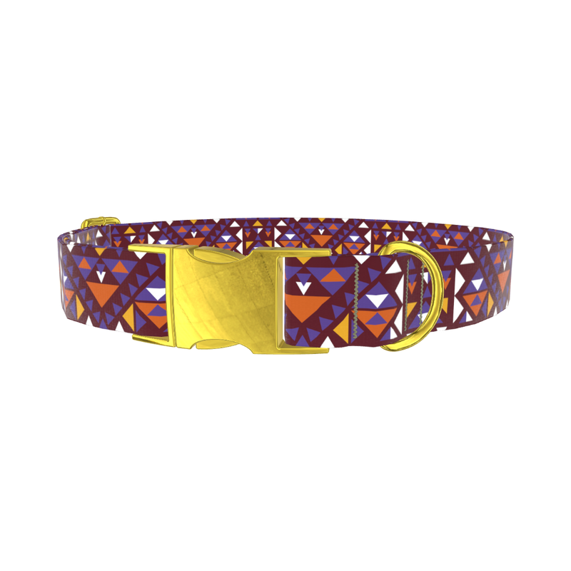 Tribal Triangle Pattern Dog Collar - metal rose gold