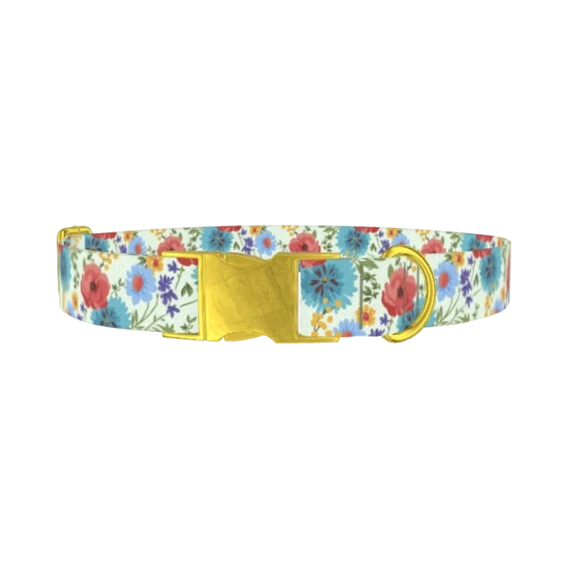 Floral Garden Dog Collar - metal gold