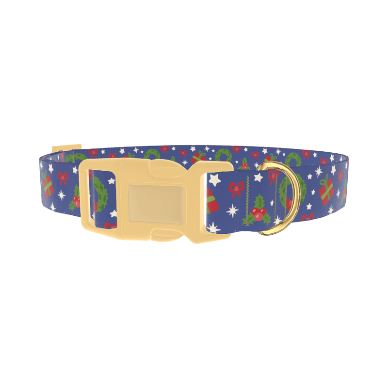 Christmas Wreath Dog Collar - plastic gold