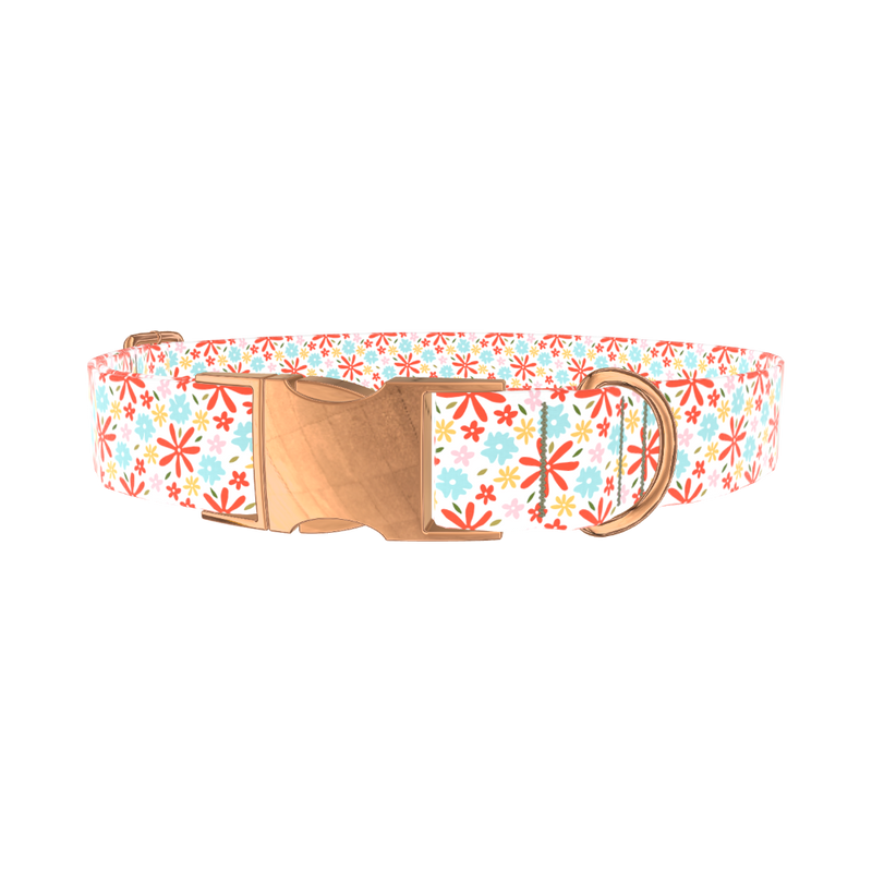 Colorful Bloom Dog Collar - metal rose gold
