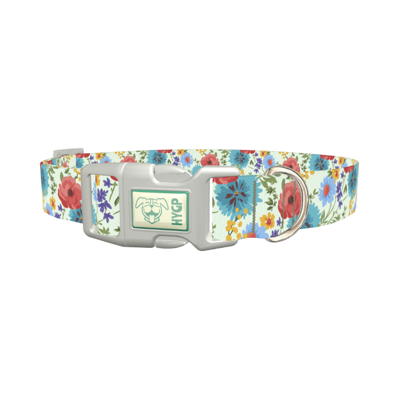 Floral Garden Dog Collar - plastic silver