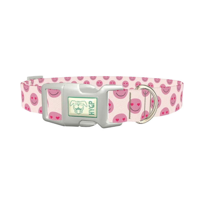 Heart Eyes Emoji Dog Collar - plastic silver