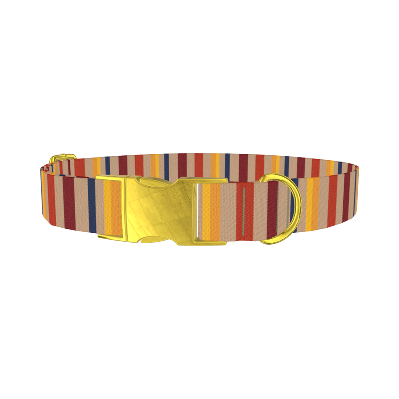 Hexagonal Stripe Dog Collar - metal gold