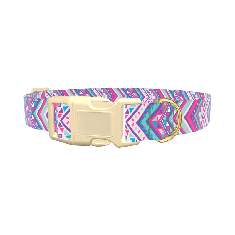 Tribal Chevron Dog Collar - plastic silver