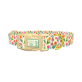 Floral Tulip Stripes Dog Collar - plastic gold