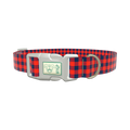 Blue Red Plaid Dog Collar - plastic rose gold