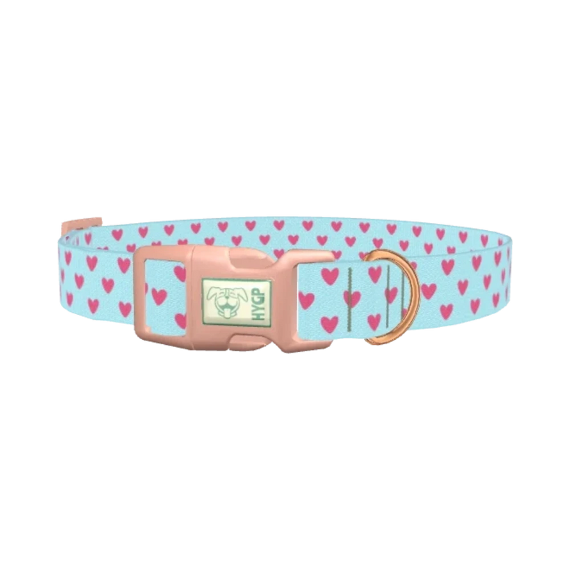Hearts Pattern Dog Collar - plastic rose gold