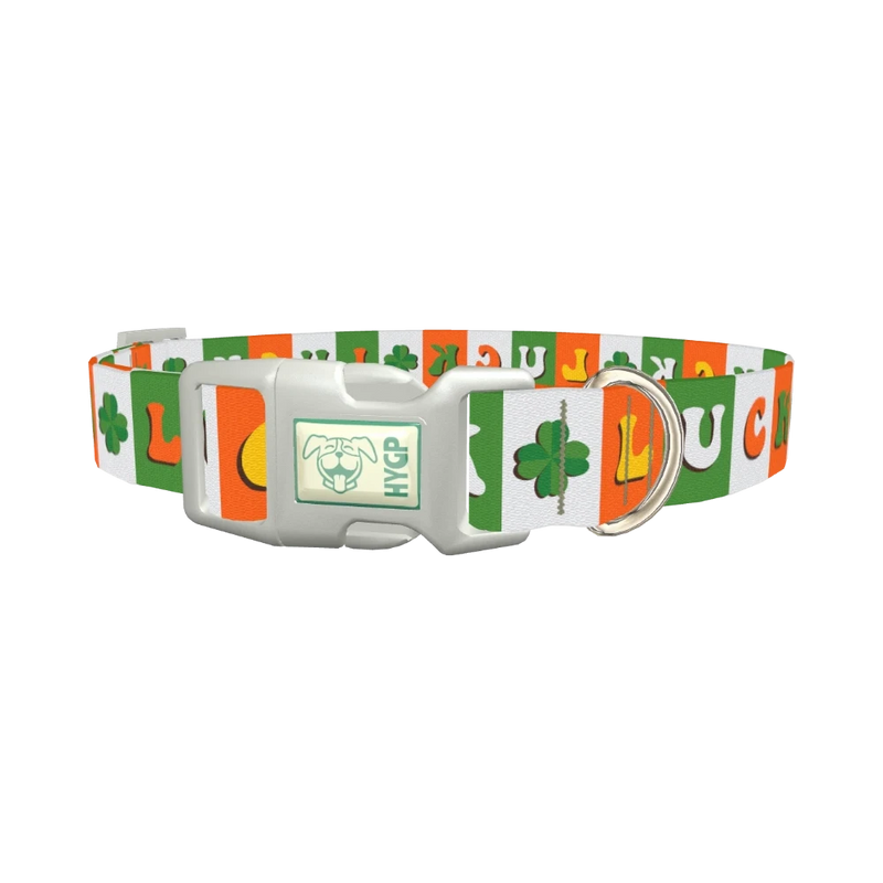 Lucky Clover Dog Collar - plastic silver