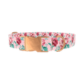 Pink Peony Dog Collar - metal rose gold