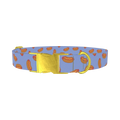 Blue Hotdog Print Dog Collar - metal gold