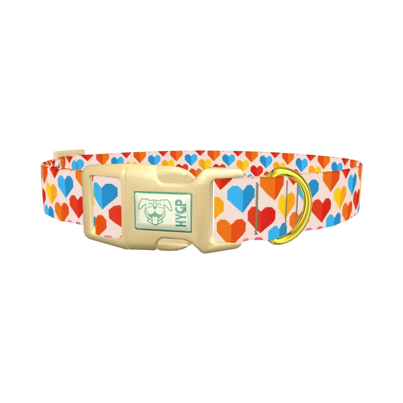 Colorful Geometric Heart Dog Collar - plastic gold