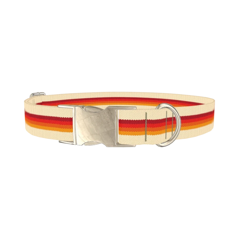 Retro Hexagon Stripe Dog Collar - metal silver