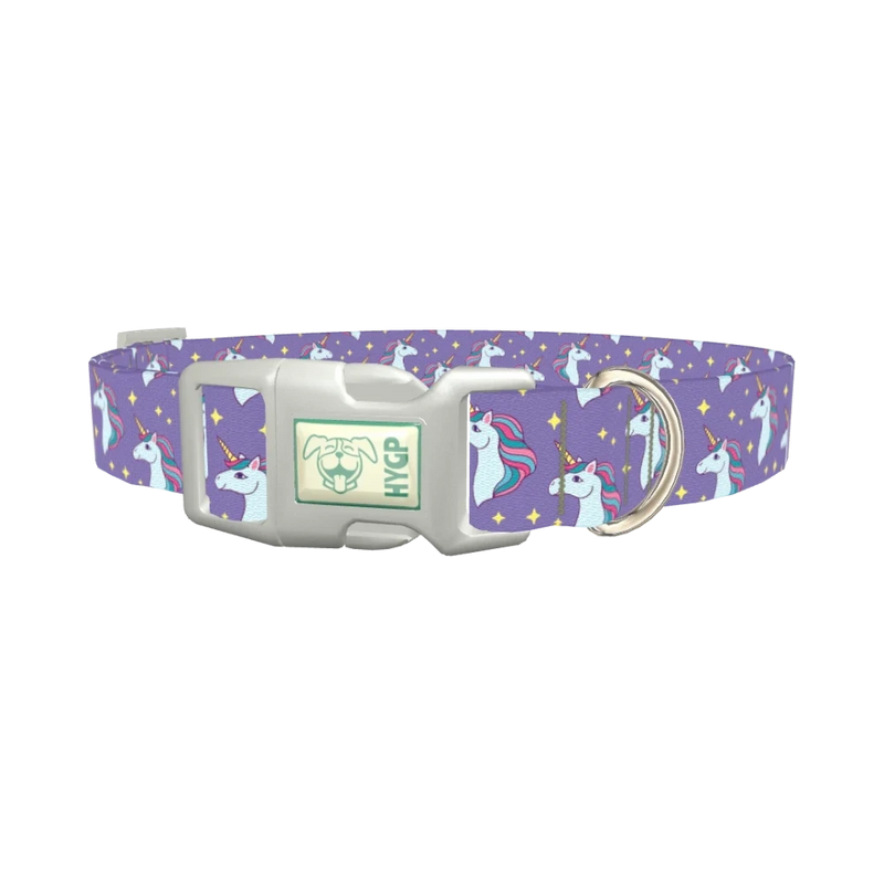 Purple Unicorn Magic Dog Collar - plastic silver