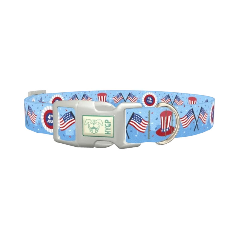 Patriotic American Dog Collar - plastic silver