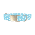 Sky Blue Butterfly Dog Collar - metal silver