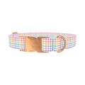 Pastel Gingham Dog Collar - metal rose gold
