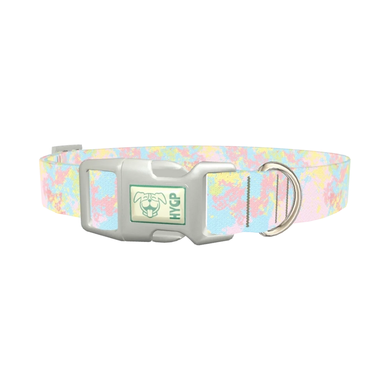 Abstract Pastel Dog Collar - plastic silver