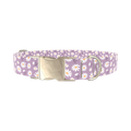 Lavender Daisy Pattern Dog Collar - metal silver