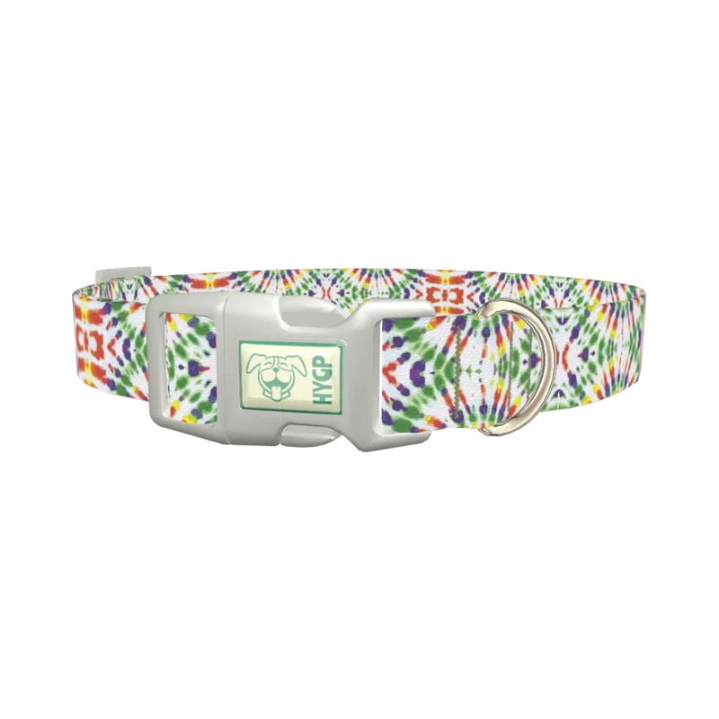 Tie Dye Pattern Dog Collar - plastic silver