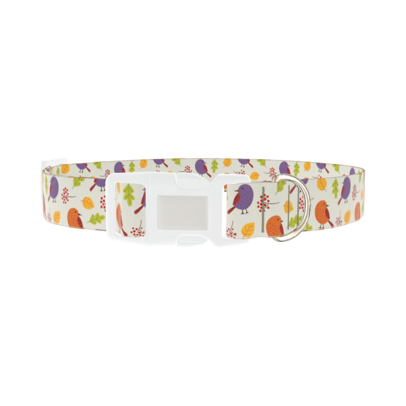 Autumn Bird Dog Collar - plastic silver