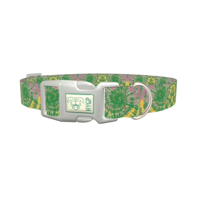 Tie Dye Spiral Dog Collar - plastic silver