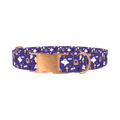 Purple Graveyard Halloween Dog Collar - metal rose gold
