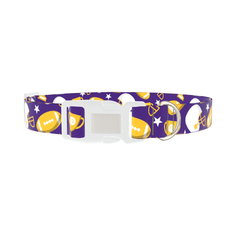 Football Theme Dog Collar - plastic silver