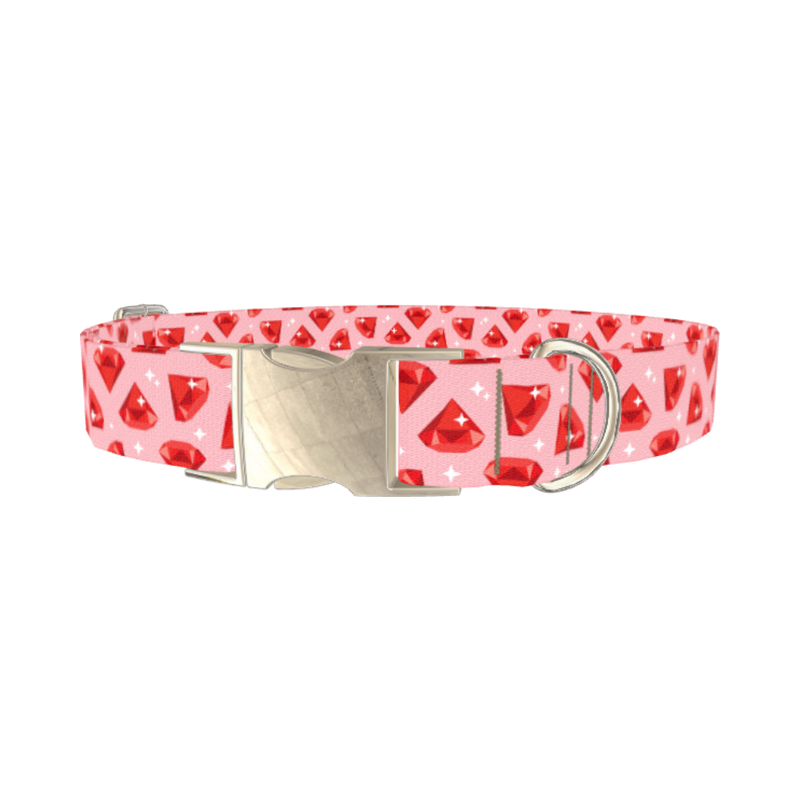 Geometric Ruby Dog Collar - metal silver