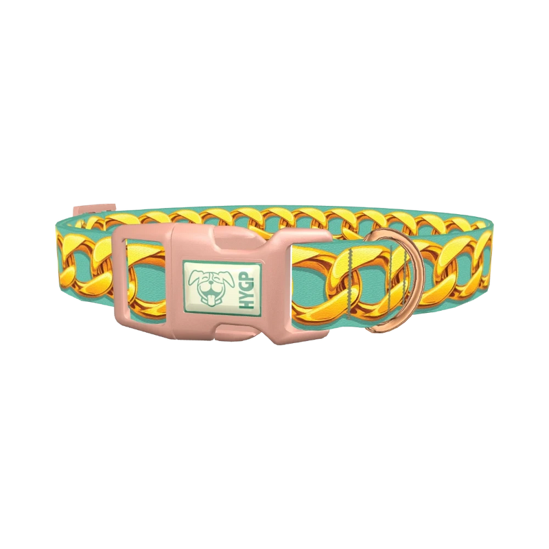 Gold Chain Pattern Dog Collar - plastic rose gold
