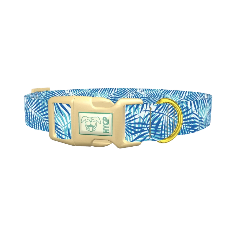 Tropical Leaves Dog Collar - plastic gold